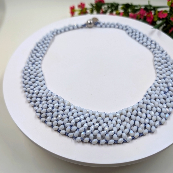 Rush by Denis and Charles Signed Beaded Bib Style Vintage Necklace - Picture 3 of 7